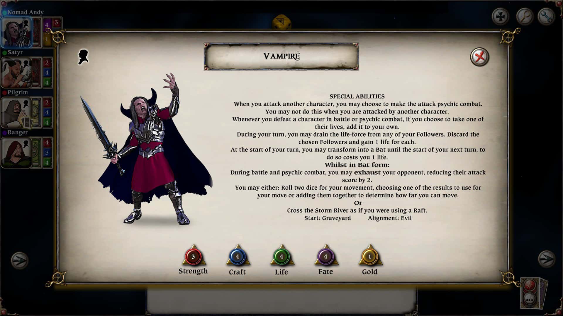 #3. Talisman Character - Vampire (GOG) 由: Nomad Games