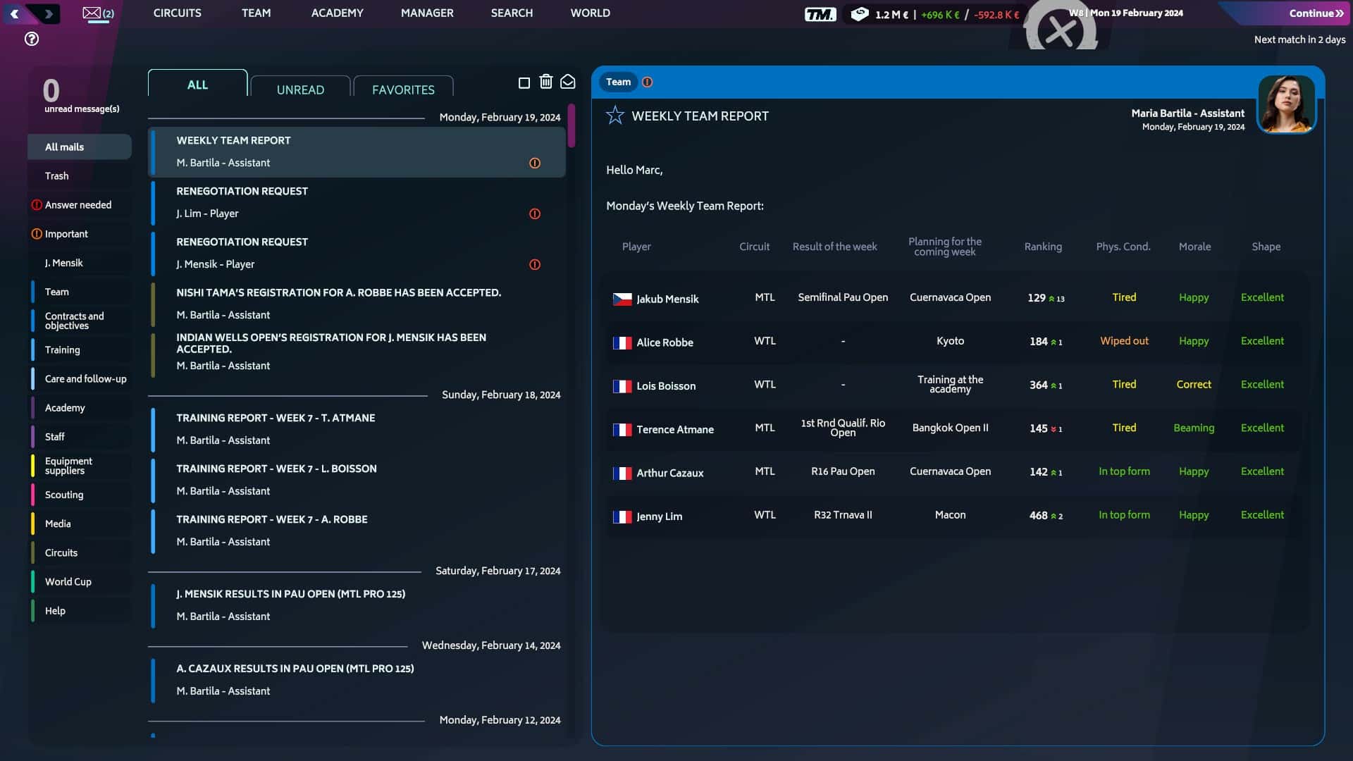 #7. Tennis Manager 2024 (GOG) 게시자: Rebound CG